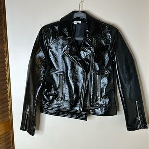 Topshop faux leather glassy biker jacket